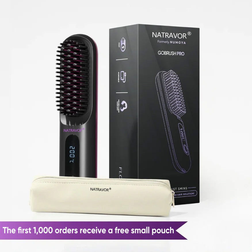 Black Compact Portable Heated Comb Straightener - USB Type-C Charge, 3 ...