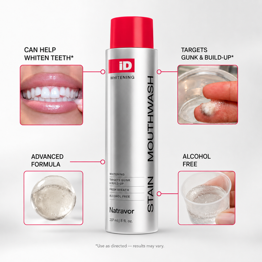 iD Stain Whitening Mouthwash for White Teeth — Freshens Breath with Essential Oils