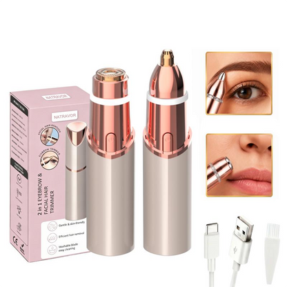 🔥Final 3 Hours: 60% OFF NATRAVOR SmoothTouch 2-in-1 Facial & Brow Trimmer-Rechargeable Precision Hair Remover for Face, Lips & Eyebrows