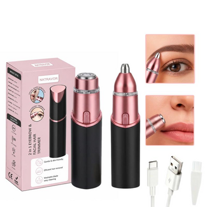 🔥Final 3 Hours: 60% OFF NATRAVOR SmoothTouch 2-in-1 Facial & Brow Trimmer-Rechargeable Precision Hair Remover for Face, Lips & Eyebrows