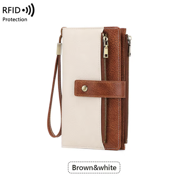 🔥Final 3 Hours: 60% OFF Women's long wallet, stylish clutch, elegant solid color RFID blocking leather wallet👛