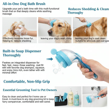 2026 New Universal 2-in-1 Pet Bath & Grooming Deshedding Brush with Built-in Soap Dispenser