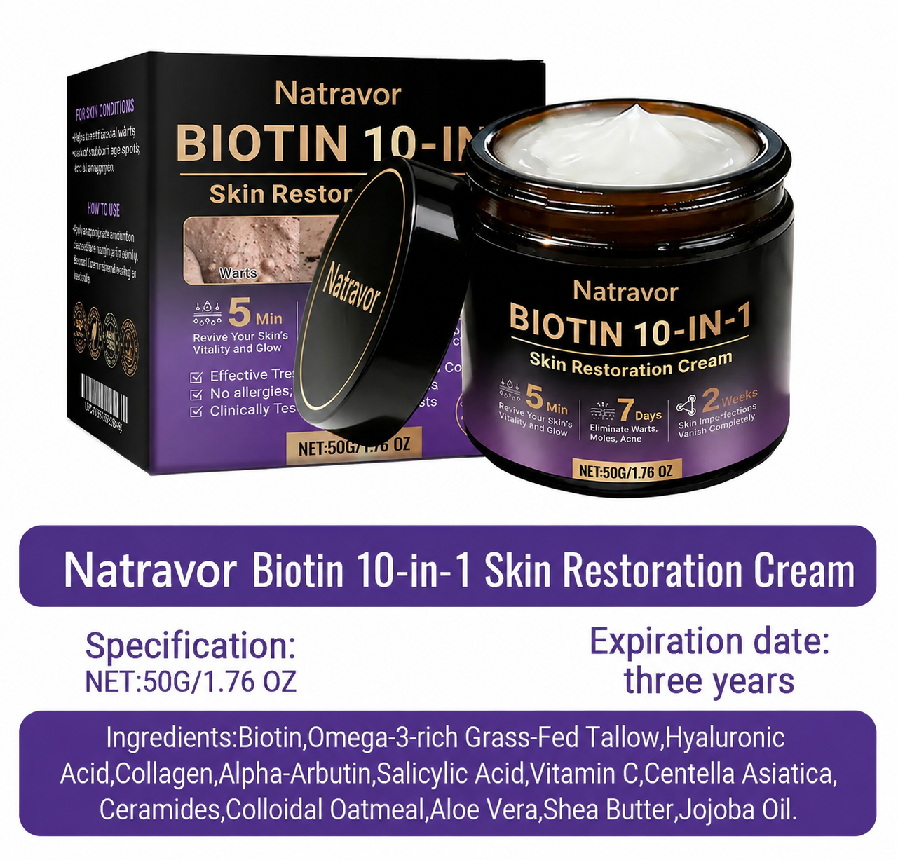 🔥Final 3 Hours 50% OFF - Natravor® Biotin 10-in-1 Skin Restoration Cream
