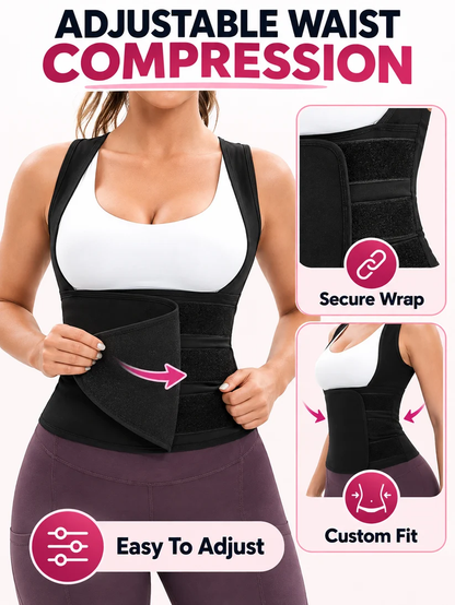 🔥 Fitness Deal – Women's Zip-Up Sculpting Vest 💪 Snug Support & Flexible Comfort for Gym, Running & Training 🏃‍♀️