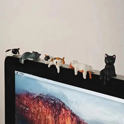 ⏰🔥LAST DAY 59% OFF - Hand-Painted Mini Cat Desk Figurines 😺 Set of 5 Cute Cartoon Kitty Companions