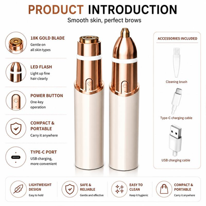 🔥Final 3 Hours: 60% OFF NATRAVOR SmoothTouch 2-in-1 Facial & Brow Trimmer-Rechargeable Precision Hair Remover for Face, Lips & Eyebrows