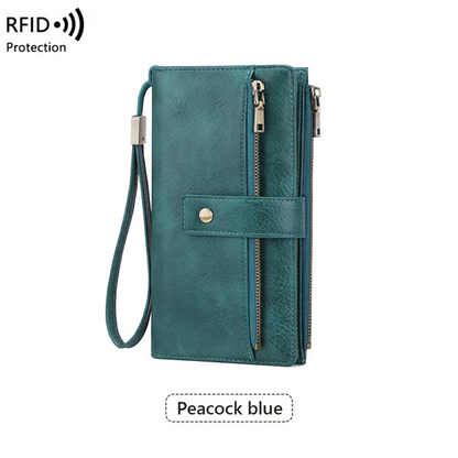 🔥Final 3 Hours: 60% OFF Women's long wallet, stylish clutch, elegant solid color RFID blocking leather wallet👛