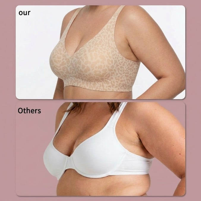 🏆LAST DAY SALE 57% OFF 🔥Super Firming Leopard Print Jelly  Bra | Women Wirefree Bras 👍No More Sagging Breasts