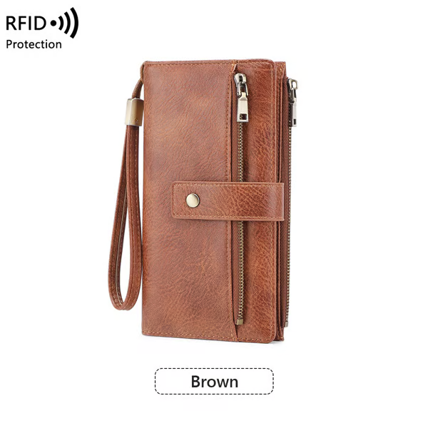 🔥Final 3 Hours: 60% OFF Women's long wallet, stylish clutch, elegant solid color RFID blocking leather wallet👛