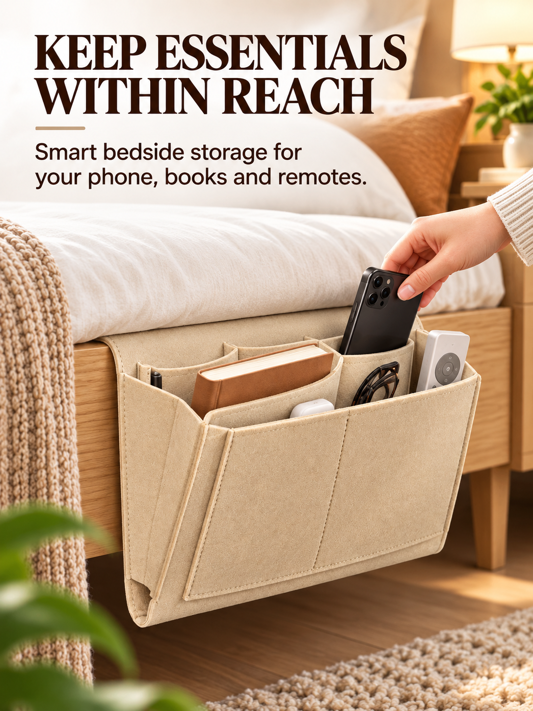 🔥 55% OFF Bedside Hanging Organizer – Keep Essentials Within Reach