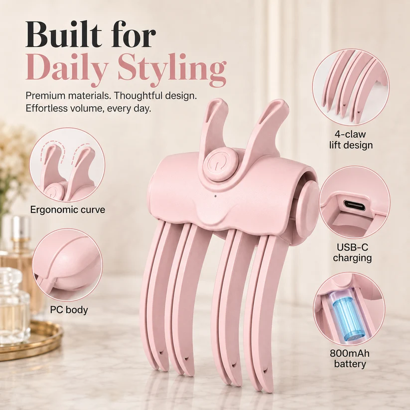 ✨ Cordless Heated Root Lift Clip – Volumizing Hair Styling Tool