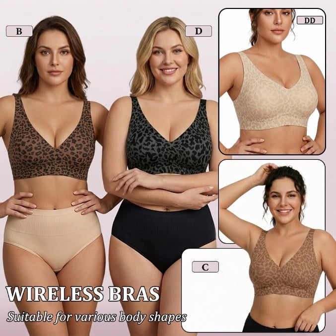 🏆LAST DAY SALE 57% OFF 🔥Super Firming Leopard Print Jelly  Bra | Women Wirefree Bras 👍No More Sagging Breasts