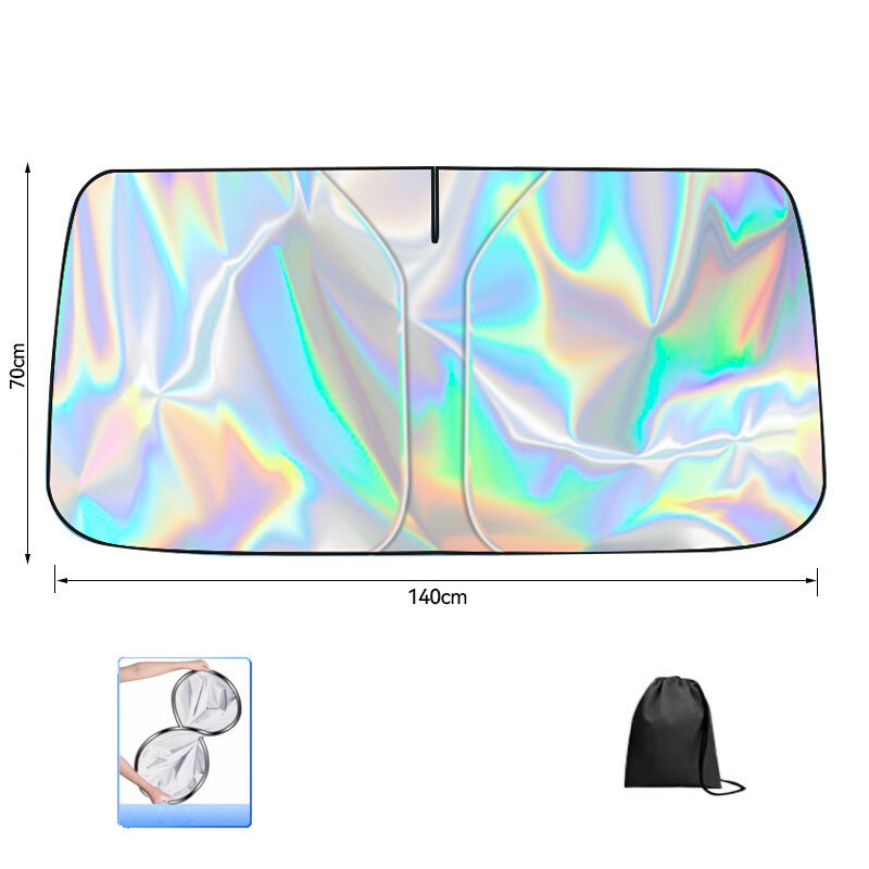 Universal Foldable Windshield Sun Shade🏖️ Foldable 4-Layer Reflective Anti-Ultraviolet Cover, UV-Blocking Front Window Blocker with Enhanced Cooling Tech, Car Accessories for Sedans & Hatchbacks, Accessories For Car
