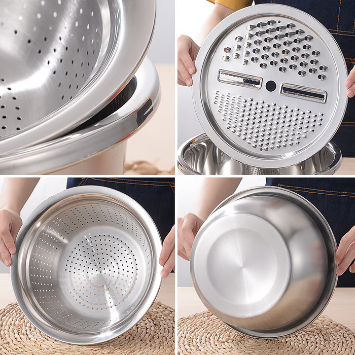 🔥Final 3 Hours:50%OFF Stainless Steel Grater with Drain Basket🥕🥗