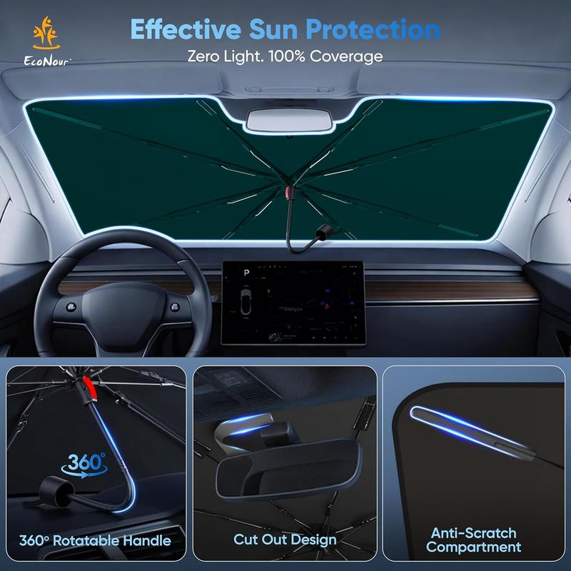 Universal Foldable Windshield Sun Shade🏖️ Foldable 4-Layer Reflective Anti-Ultraviolet Cover, UV-Blocking Front Window Blocker with Enhanced Cooling Tech, Car Accessories for Sedans & Hatchbacks, Accessories For Car