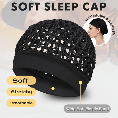 3-Piece Stretchy Wide-Edge Sleep Bonnet Set – Soft Hair Protection Caps for Nighttime Hair Care