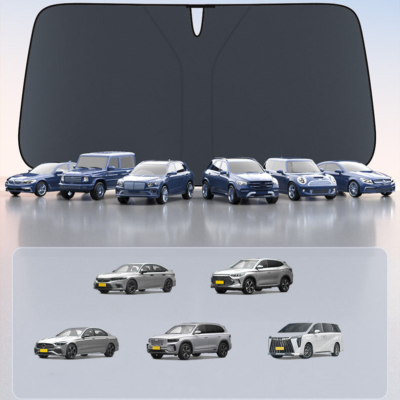 Universal Foldable Windshield Sun Shade🏖️ Foldable 4-Layer Reflective Anti-Ultraviolet Cover, UV-Blocking Front Window Blocker with Enhanced Cooling Tech, Car Accessories for Sedans & Hatchbacks, Accessories For Car