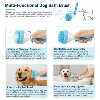 2026 New Universal 2-in-1 Pet Bath & Grooming Deshedding Brush with Built-in Soap Dispenser