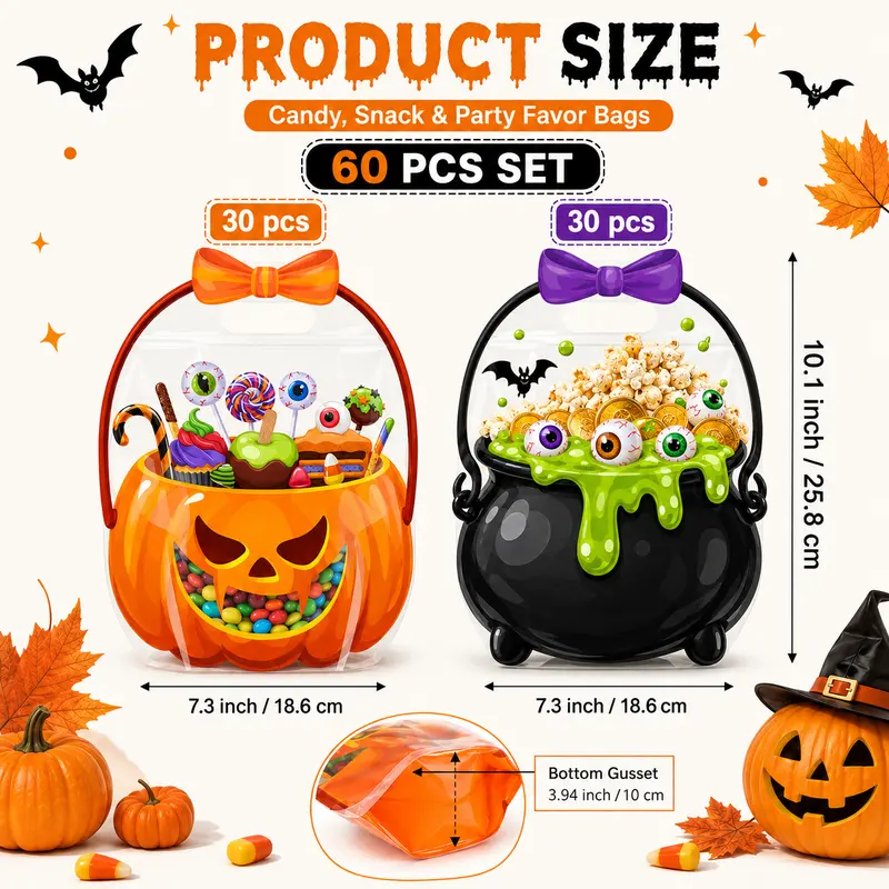 💥Surprise 70% Off！🎃Halloween Plastic Goodie Bags👻
