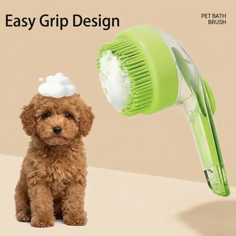 2026 New Universal 2-in-1 Pet Bath & Grooming Deshedding Brush with Built-in Soap Dispenser