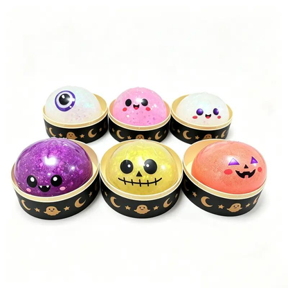 Cute Halloween scary ghost Maruko squeeze toy set, portable stress-relief hand squeeze toys