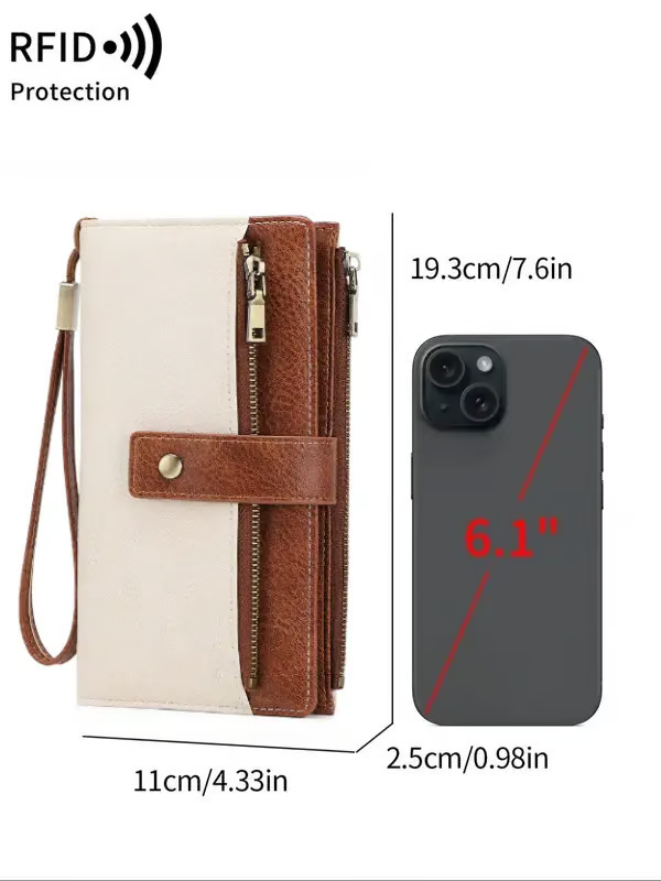 🔥Final 3 Hours: 60% OFF Women's long wallet, stylish clutch, elegant solid color RFID blocking leather wallet👛
