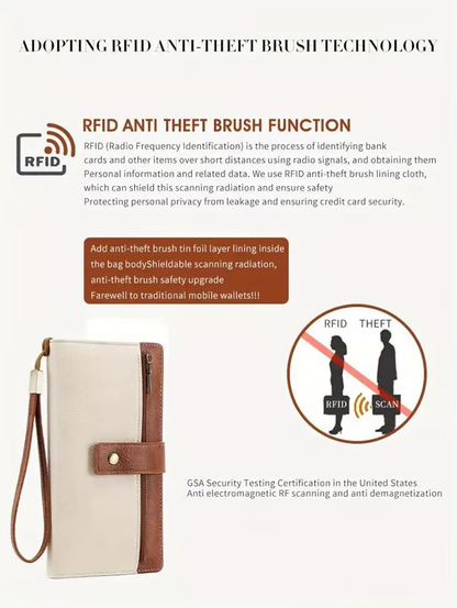 🔥Final 3 Hours: 60% OFF Women's long wallet, stylish clutch, elegant solid color RFID blocking leather wallet👛