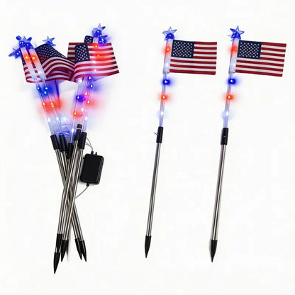 8-Piece Flag Light Set – 4th of July Decorations with 8 Lighting Modes – Ideal for Independence Day Pathways, Gardens, and Yard Decor