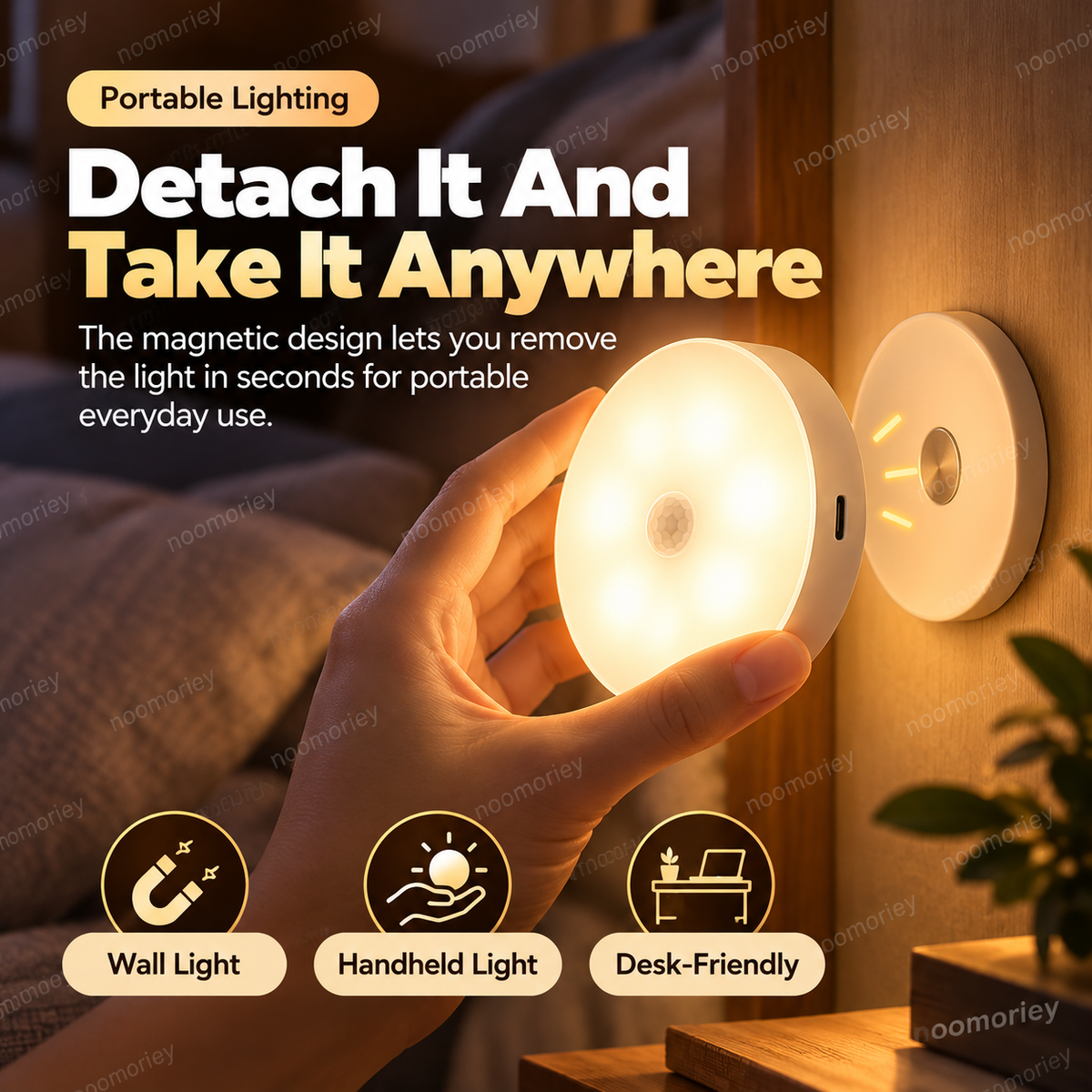 💡 Smart Motion Sensor LED Light – Rechargeable Magnetic Night Light wi ...
