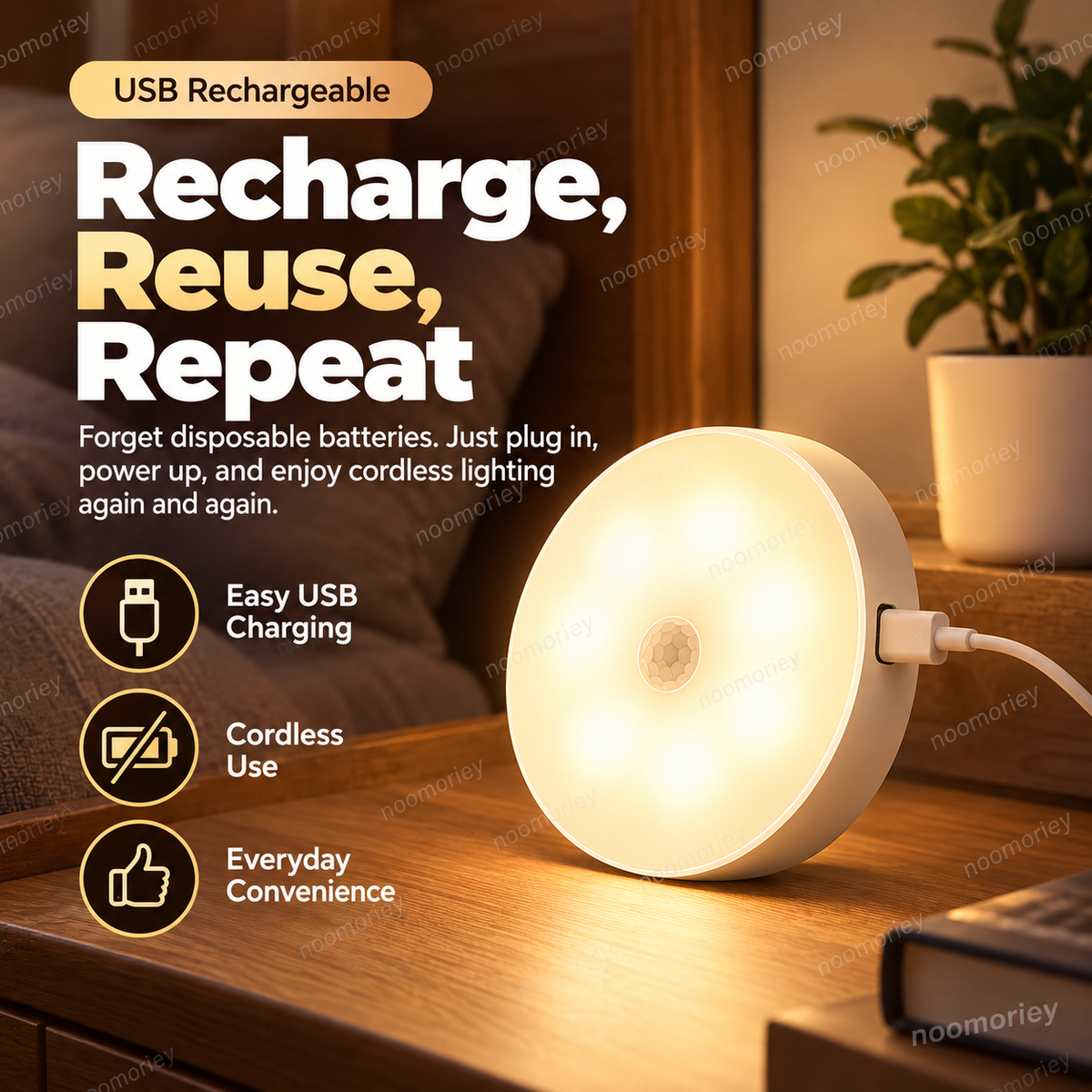 💡 Smart Motion Sensor LED Light – Rechargeable Magnetic Night Light wi ...
