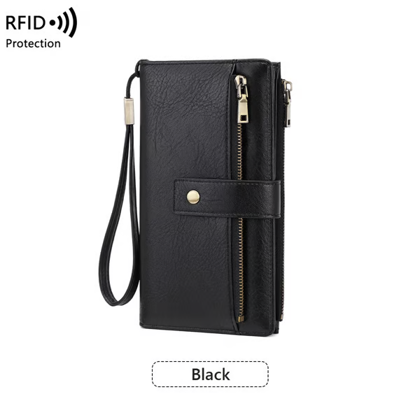 🔥Final 3 Hours: 60% OFF Women's long wallet, stylish clutch, elegant solid color RFID blocking leather wallet👛