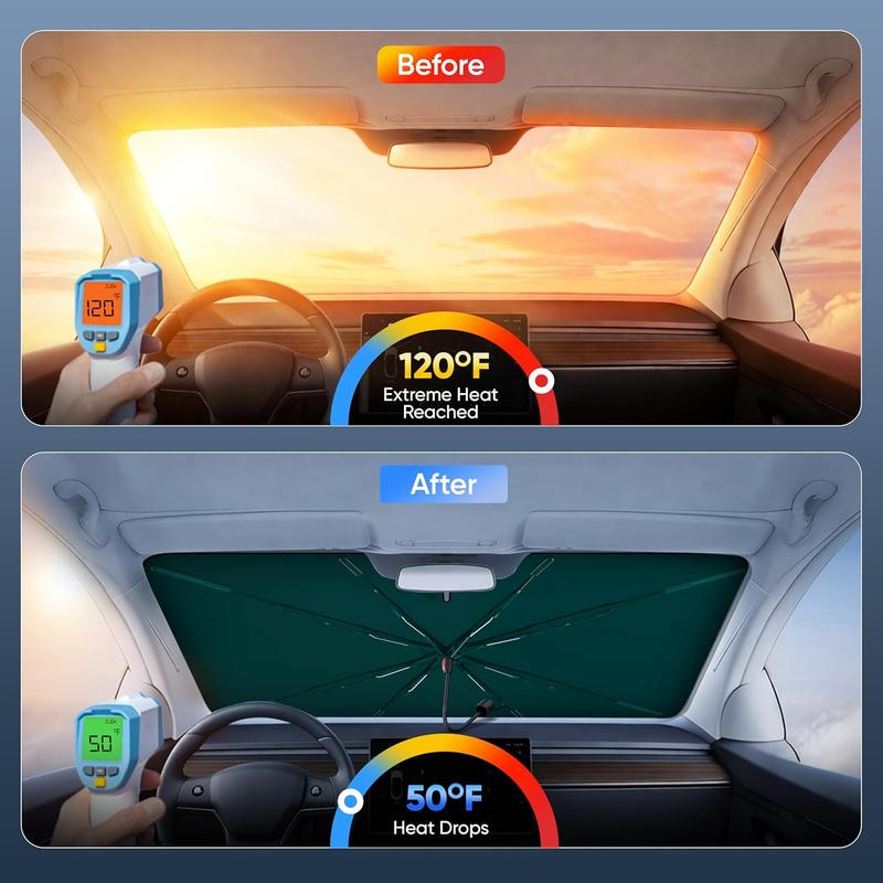 Universal Foldable Windshield Sun Shade🏖️ Foldable 4-Layer Reflective Anti-Ultraviolet Cover, UV-Blocking Front Window Blocker with Enhanced Cooling Tech, Car Accessories for Sedans & Hatchbacks, Accessories For Car