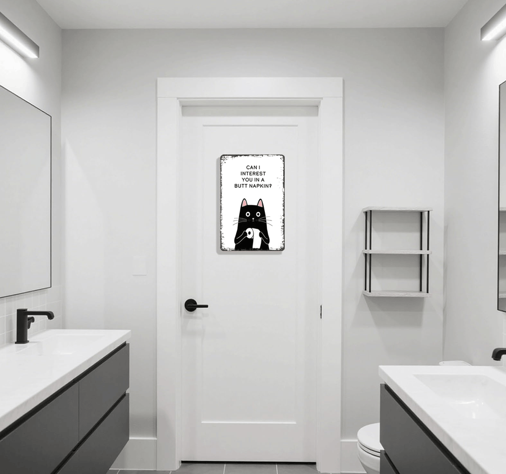 🐾💕 Vintage Cat Bathroom Sign - "Welcome to the Bathroom"