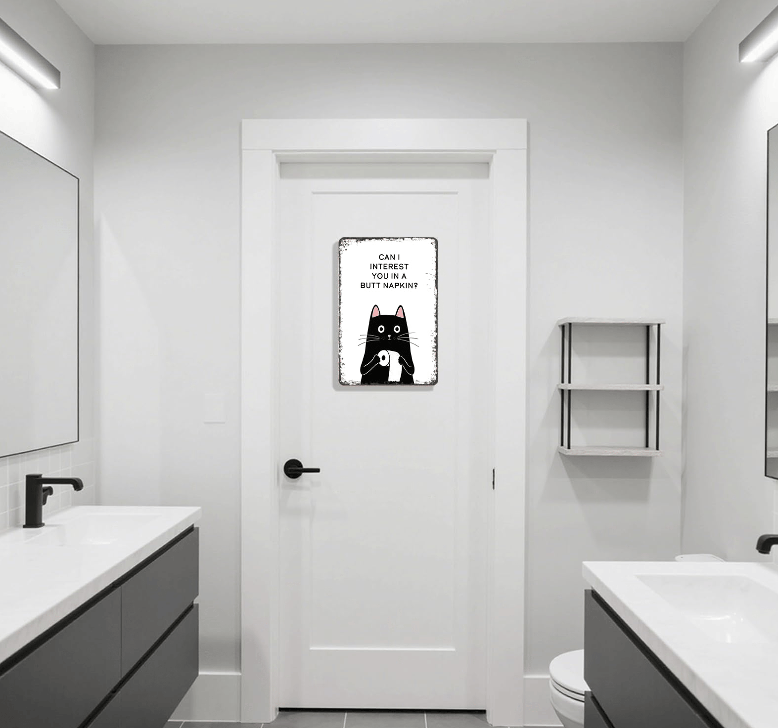 🐾💕 Vintage Cat Bathroom Sign - "Welcome to the Bathroom"