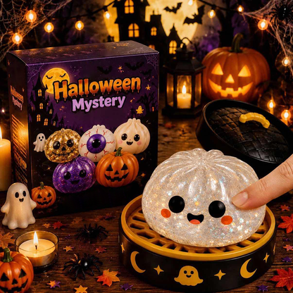Cute Halloween scary ghost Maruko squeeze toy set, portable stress-relief hand squeeze toys