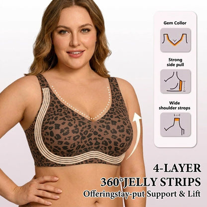 🏆LAST DAY SALE 57% OFF 🔥Super Firming Leopard Print Jelly  Bra | Women Wirefree Bras 👍No More Sagging Breasts