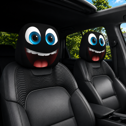 Funny Cartoon Car Headrest Covers – 2PCS Universal Fit