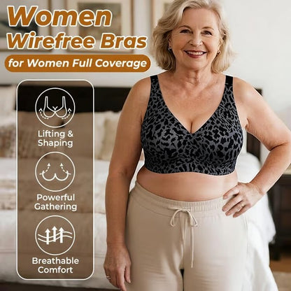 🏆LAST DAY SALE 57% OFF 🔥Super Firming Leopard Print Jelly  Bra | Women Wirefree Bras 👍No More Sagging Breasts