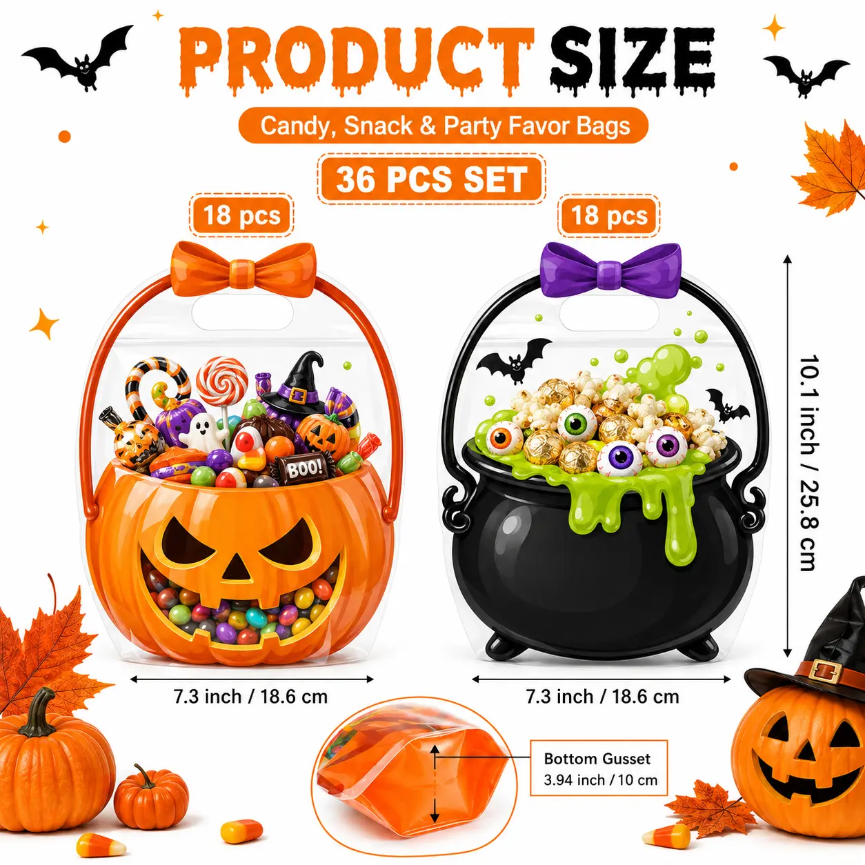 36pcs(18 pumpkin+18 poison)
