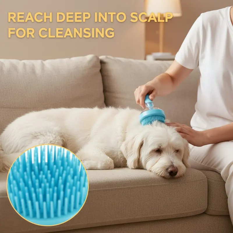 2026 New Universal 2-in-1 Pet Bath & Grooming Deshedding Brush with Built-in Soap Dispenser