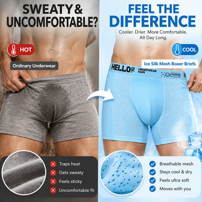 🧊 Men's Boxer Shorts Made from Cooling Ice-Silk Fabric (6-Pack) | Breathable, Comfortable Underwear with Mesh Panels