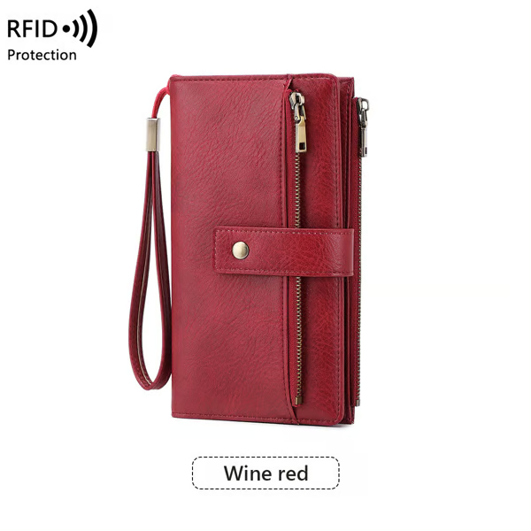 🔥Final 3 Hours: 60% OFF Women's long wallet, stylish clutch, elegant solid color RFID blocking leather wallet👛