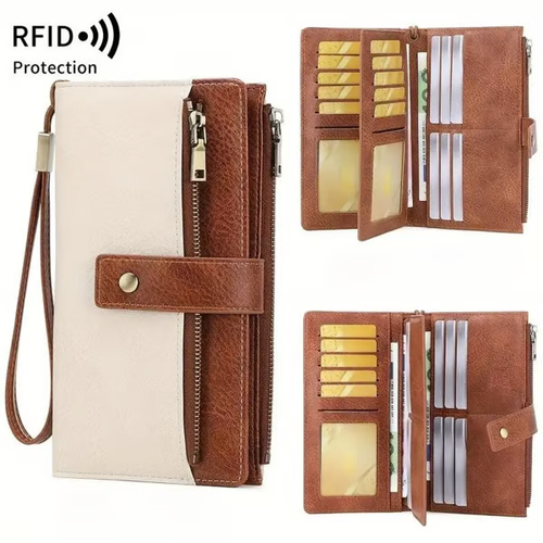🔥Final 3 Hours: 60% OFF Women's long wallet, stylish clutch, elegant solid color RFID blocking leather wallet👛