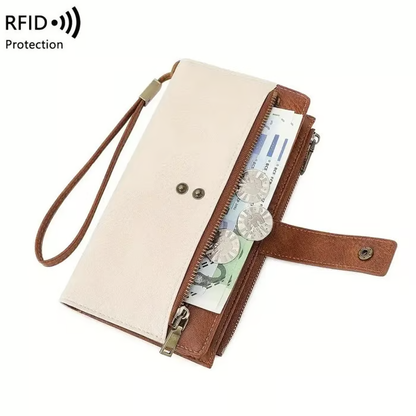 🔥Final 3 Hours: 60% OFF Women's long wallet, stylish clutch, elegant solid color RFID blocking leather wallet👛