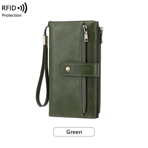 🔥Final 3 Hours: 60% OFF Women's long wallet, stylish clutch, elegant solid color RFID blocking leather wallet👛