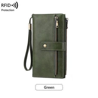 🔥Final 3 Hours: 60% OFF Women's long wallet, stylish clutch, elegant solid color RFID blocking leather wallet👛