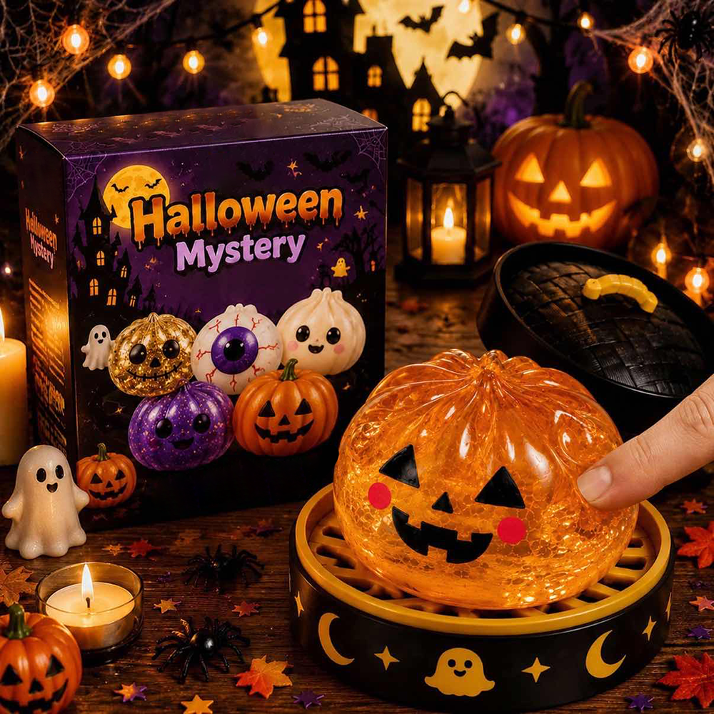 Cute Halloween scary ghost Maruko squeeze toy set, portable stress-relief hand squeeze toys