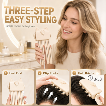 💥Surprise 50% Off！💇 Wireless Heated Volumizing Root Lift Clip, Portable Travel Hair Styling Tool for Flat Fine Hair